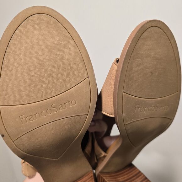 FRANCO SARTO BROWN LEATHER COMFORT SANDALS SIZE 8.5 M Womens Block Heel Boho - Picture 13 of 13